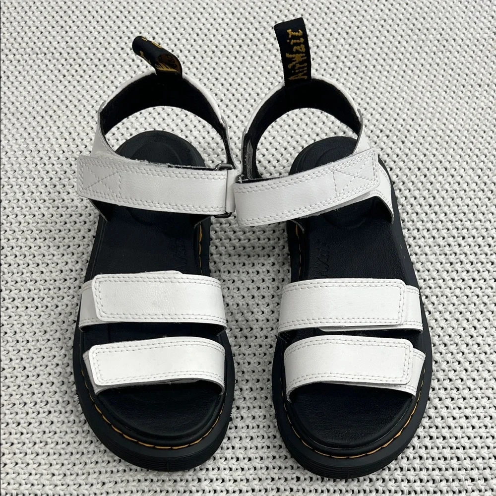 Dr. Martens White Sandals with Black Soles